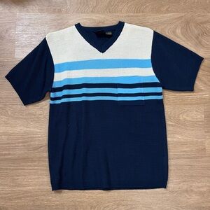vintage Reactory 1.D. Series v-neck sweater navy and white stripe